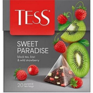 Чай в пирамидках черный Tess Sweet Paradise (Свит Паредайс) 20 пак. Земляника, киви.
