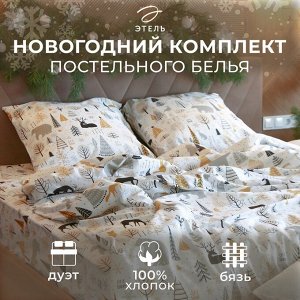 Постельное белье новогоднее Этель Дуэт Let it snow (вид 1) 143*215 см - 2 штуки, 240*220 см, 70*70 см - 2 штуки