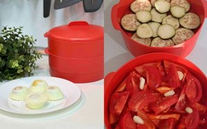 Пароварка двухуровневая красная - Tupperware® в подарочной упаковке.