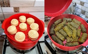 Пароварка двухуровневая красная - Tupperware® в подарочной упаковке.