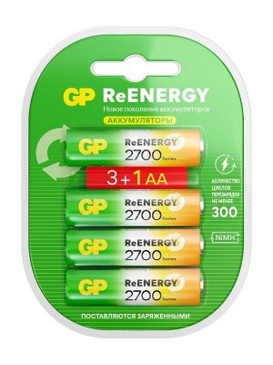 Аккумулятор GP, Ni-Mh, AA, HR 6-4BL, 1.2 В, 2700 мАч, блистер, 4 шт.
