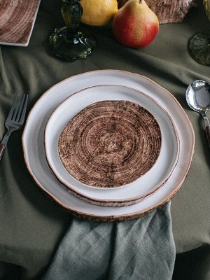 Тарелка Magistro Wood, d=20 см, фарфор, коричневая