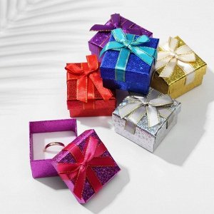 Коробочка подарочная под кольцо/серьги «Звёзды» перелив, 5x5, МИКС, вставка белая