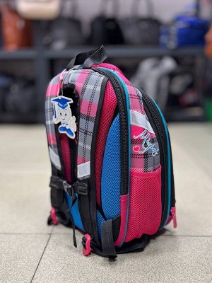 Ранец школьный ортопедический с мишкой розовым