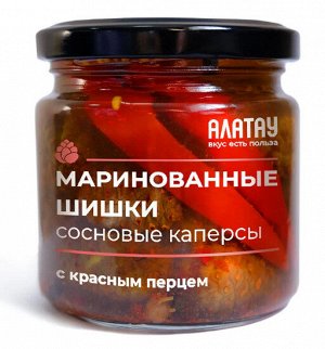 КАПЕРСЫ сосновые (200мл/220гр): с КРАСНЫМ ПЕРЦЕМ (ст/б)