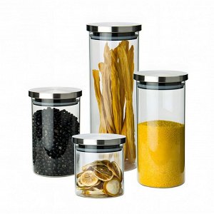 Банка, 600 мл, с крышкой, стекло, металл