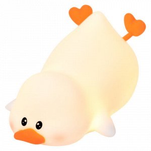 Ночник силиконовый LED "Утка" 101x150x85 мм, белый свет/RGB, таймер, изменение уровней яркости, USB, аккумулятор 1200 мАч, DASWERK, 238936