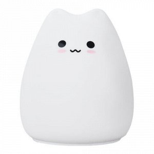 Ночник силиконовый LED "Котик" 90x89x102 мм, белый свет/RGB, таймер, USB, аккумулятор 400 мАч, DASWERK, 238935