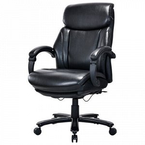 Кресло HAWASAN "Voyager HD-010", НАГРУЗКА до 180 кг, подножка, экокожа, черное, 532971