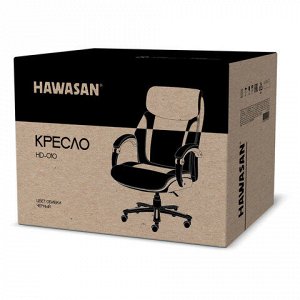 Кресло HAWASAN "Voyager HD-010", НАГРУЗКА до 180 кг, подножка, экокожа, черное, 532971