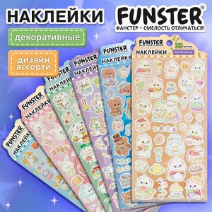 Наклейки декоративные "Веселый микс", 17,5х9 см, ассорти 6 видов, FUNSTER (ФАНСТЕР), 666094