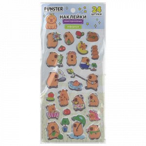 Наклейки зефирные "Капибары", 18х9,5 см, ассорти 6 видов, FUNSTER (ФАНСТЕР), 666093