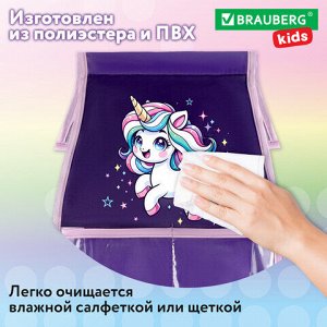 Кармашки-органайзер в шкафчик для детского сада BRAUBERG KIDS, крепление на липучке, наклейки-подсказки, 24х88 см, "Unipony", 273284