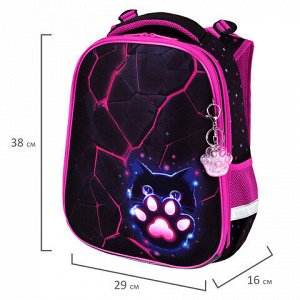 Ранец BRAUBERG PREMIUM, 2 отделения, с брелоком, "Pink lava", 38х29х16 см, 273097