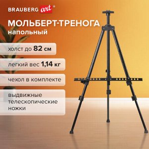 Мольберт-тренога металлический переносной, телескопический, 117х166х94 см, чехол, BRAUBERG ART, 192266
