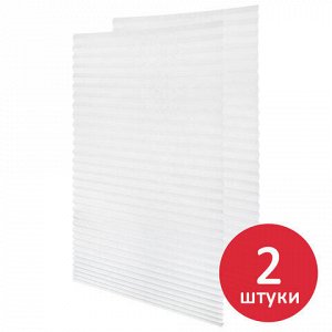 Жалюзи-плиссе, штора тканевая самоклеящаяся КОМПЛЕКТ 2 шт., BRABIX, 90х180 см, "СТАНДАРТ+", 80 г/м2, цвет белый, 700009