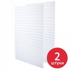 Жалюзи-плиссе, штора бумажная самоклеящаяся КОМПЛЕКТ 2 шт., BRABIX, 60х180 см, ЭКО, 80 г/м2, цвет белый, 700002