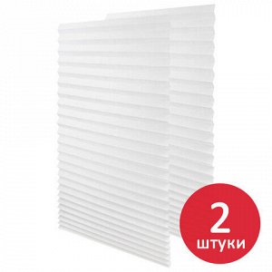 Жалюзи-плиссе, штора тканевая самоклеящаяся КОМПЛЕКТ 2 шт., BRABIX 60х180 см, "СТАНДАРТ", 60 г/м2, цвет белый, 700005