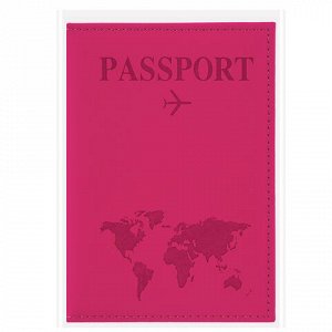 Обложка для паспорта НАБОР 2 штуки, экокожа soft-touch, черная/малиновая, STAFF, 238767