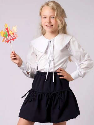 Рубашка школьная с длинным рукавом и объемным воротником