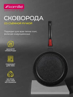 Сковорода ?24см. со съемной ручкой из алюминия с антипригарным покрытием