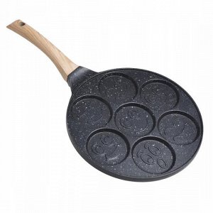 Сковорода для оладьев 26см Улыбки с антипригарным покрытием Black Marble из алюминия без индукции