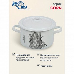 Кастрюля эмалированная сталь, 2.9 л, с крышкой, крышка сталь, цилиндрическая, ЛЗЭП, Corn, С-16111/4Э, индукция