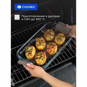Форма для запекания стекло, 20.6х34.5х5.2 см, 2.2 л, прямоугольная, Daniks