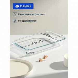 Форма для запекания стекло, 20.6х34.5х5.2 см, 2.2 л, прямоугольная, Daniks