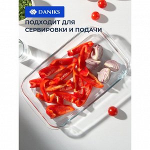 Форма для запекания стекло, 20.6х34.5х5.2 см, 2.2 л, прямоугольная, Daniks