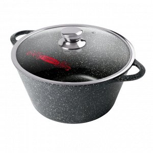 Кастрюля алюминий, антипригарное покрытие, 2 л, крышка стекло, Горница, Гранит, к2233аг