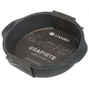 Форма для запекания силикон, 28.5х24х6 см, круглая, Daniks, Графит, B030106