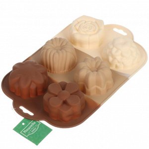Форма для выпечки силикон, 17х28.5х4 см, 6 ячеек, Nouvelle Home, Tiramisu, 9904433