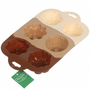 Форма для выпечки силикон, 17х28.5х4 см, 6 ячеек, Nouvelle Home, Tiramisu, 9904433