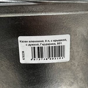 Казан алюминий, 8 л, с крышкой, с дужкой, Гардарика, 801