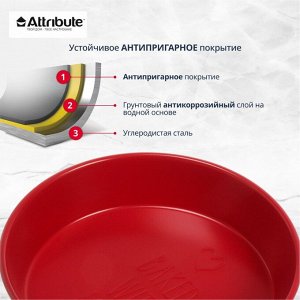 Форма для запекания углеродистая сталь, 4.5 см, антипригарное покрытие, круглая, Attribute, Amore, ABA106
