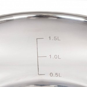 Кастрюля нержавеющая сталь, 2.2 л, с крышкой, крышка стекло, Daniks, Турин, QS-1-18/GS-01413-18CA, индукция