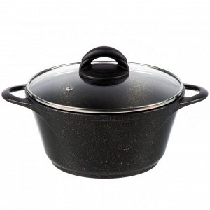 Кастрюля алюминий, антипригарное покрытие, 2 л, с крышкой, крышка стекло, Гурман, Eclipse, ГМк203ЭКИ, индукция
