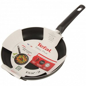 Сковорода алюминий, 24 см, антипригарное покрытие, Tefal, Easy Plus, 042 37 124