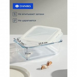 Форма для запекания стекло, 16.8х23.5х9 см, 1.7 л, прямоугольная, с крышкой, Daniks