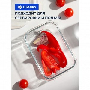 Форма для запекания стекло, 12х16.8х6 см, 0.57 л, прямоугольная, с крышкой, Daniks