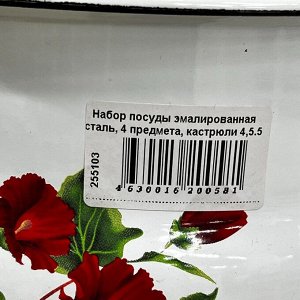 Набор посуды эмалированная сталь, 4 предмета, кастрюли 4,5.5 л, Сибирские товары, Рамо 10, N10B60