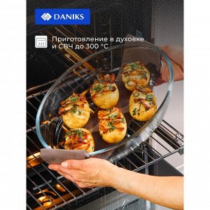 Форма для запекания стекло, 34.7х23.9х6.4 см, 3 л, овальная, Daniks, OCT-NR1509