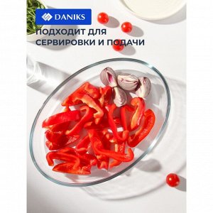 Форма для запекания стекло, 34.7х23.9х6.4 см, 3 л, овальная, Daniks, OCT-NR1509