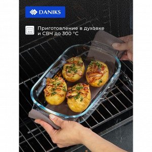 Форма для запекания стекло, 17.8х29х5.2 см, 1.5 л, прямоугольная, Daniks, HSAP15LN