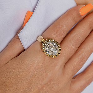 Кольцо TIVOLA UNICA big (G/P) Crystal 56 Qudo