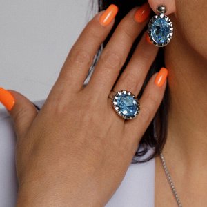 Кольцо TIVOLA UNICA big (S/P) Aquamarine 56 Qudo