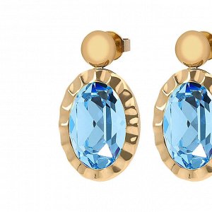 Серьги TIVOLA UNICA big (G/P) Aquamarine 2,65cm Qudo