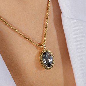 Колье TIVOLA UNICA big (G/P) Black diamond 3cm Qudo