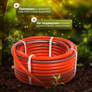 Шланг поливочный, 3/4 '', 19 мм, 8 атм, армированный, 25 м, 3 слоя, Жук, Классик, ТЭП, 7121-00